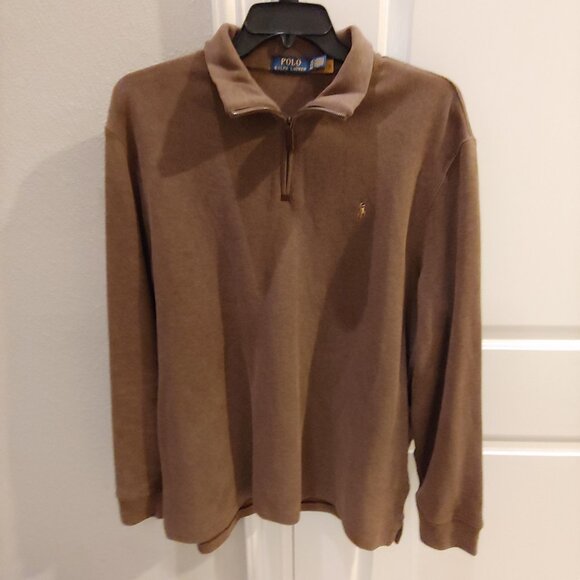 Ralph Lauren Polo Mens Brown Pullover Quarter Zip Mock Collar XXL TTG - Picture 1 of 6